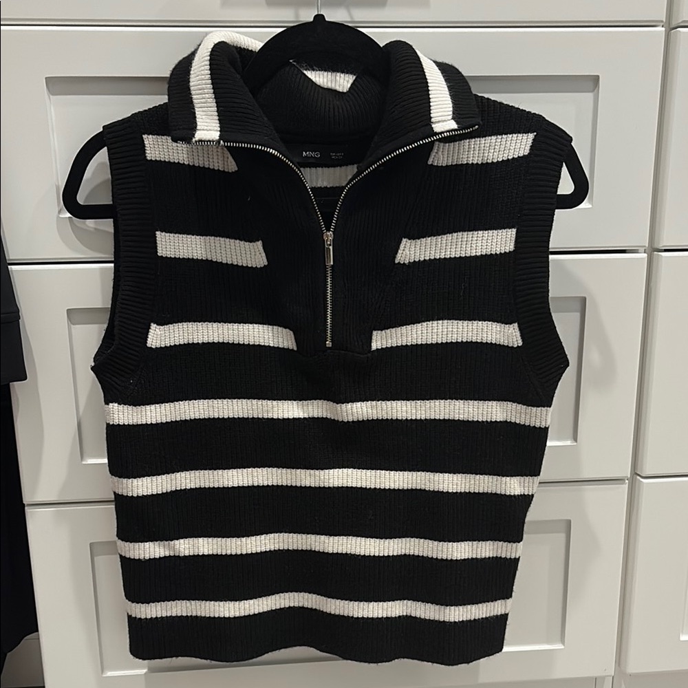 Mango Black and White Knit Sweater